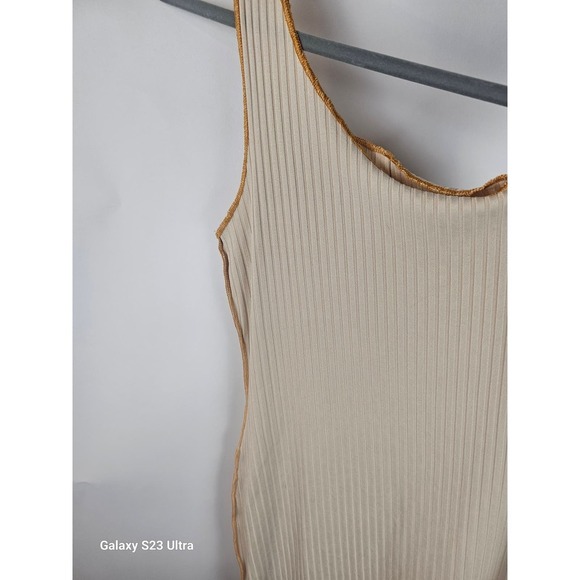 Blue Blush Los Angeles, szM, yellow, 1 shoulder, ribbed, slip dress, made in USA - Picture 4 of 10